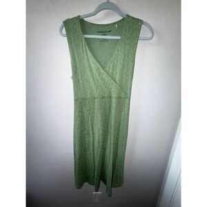 ToadCo Dress Womens Large Green‎ Sleeveless Geometric Vneck Organic Cotton Boho